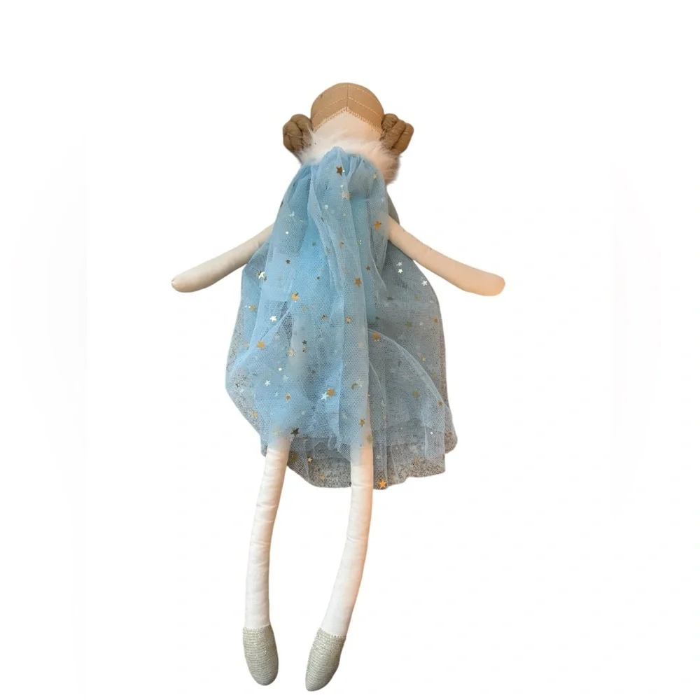 Creative Co-Op Blue Tulle Star Princess Doll with Gold Accents 19 inch